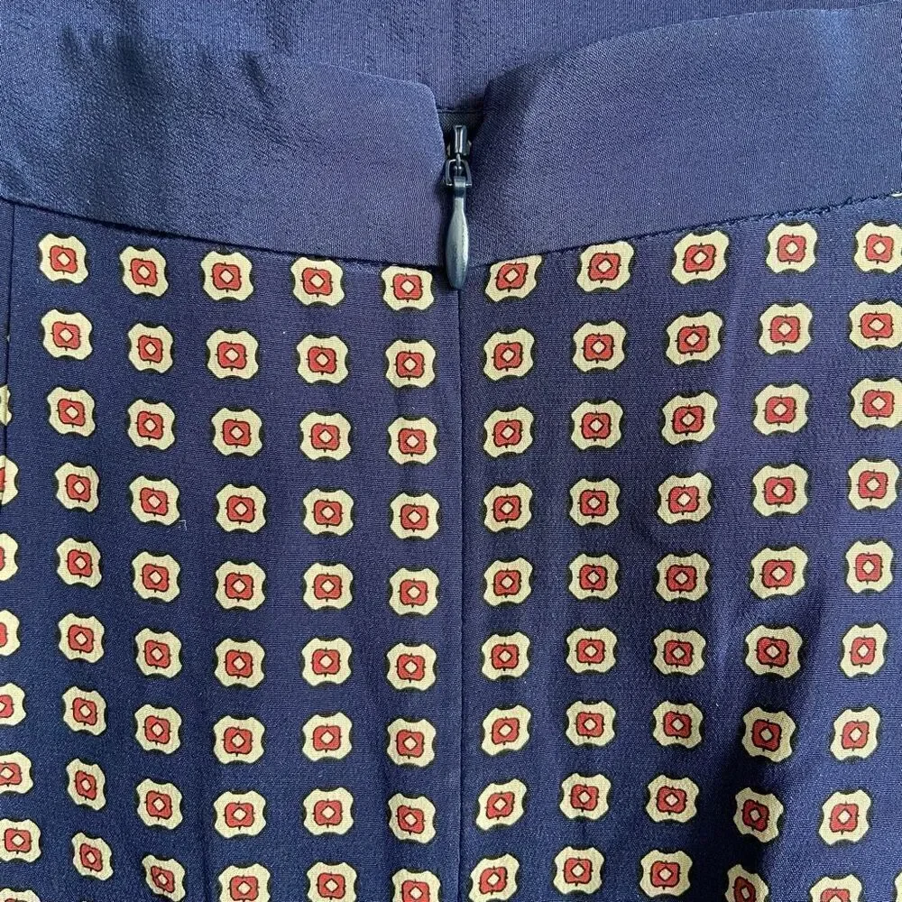 Madewell Silk Ascot Navy Print A-Line Skirt 2 - Picture 6 of 8